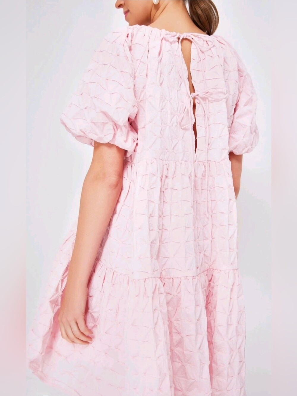 NWT Tuckernuck Hyacinth House Isabella in Pink Diamond Textured Mini Dress L - Picture 4 of 13